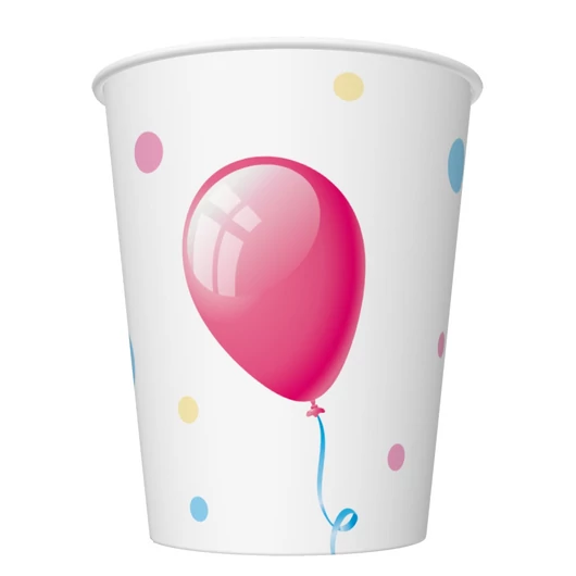 Happy Birthday Cake with Balloons papír pohár 8 db-os 250 ml