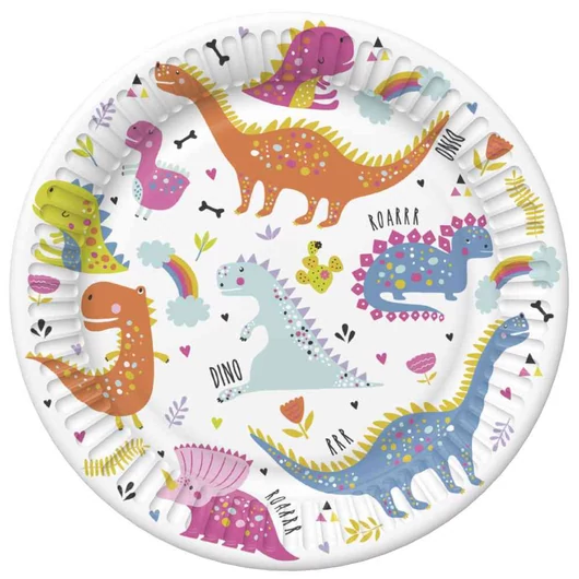 Dinoszaurusz Funny papírtányér 8 db-os 18 cm