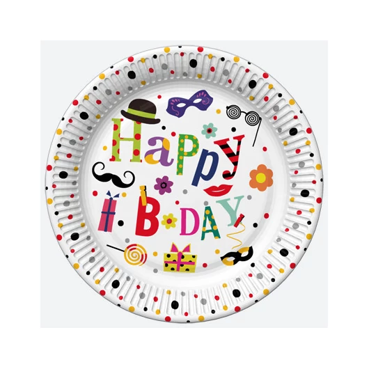 Happy Birthday Funny papírtányér 8 db-os 18 cm