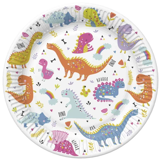 Dinoszaurusz Funny papírtányér 8 db-os 22,7 cm