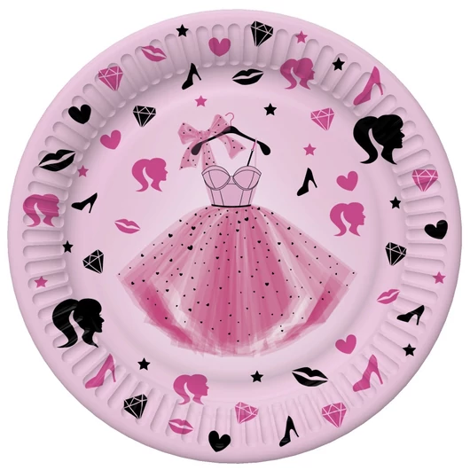Lányos Party Dress papírtányér 8 db-os 22,7 cm