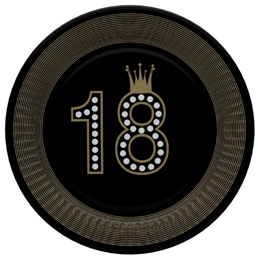 Happy Birthday 18 Hollywood Style papírtányér 8 db-os 22,7 cm