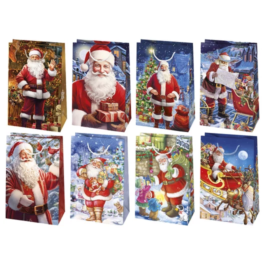 Karácsony Santa Claus papír ajándéktasak, ajándékzacskó 10x16x6 cm