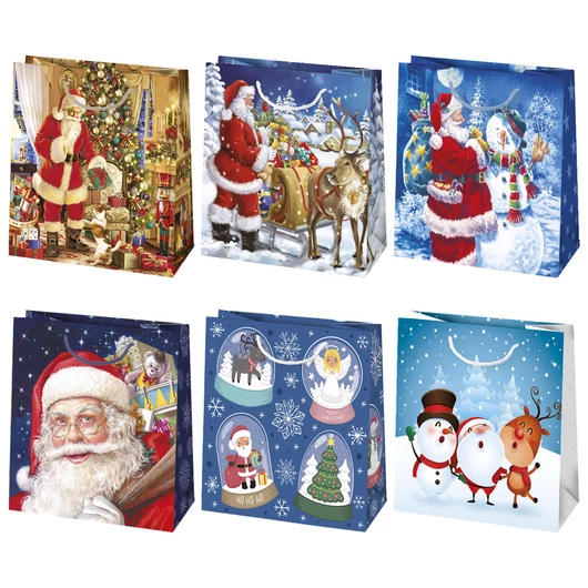 Karácsony Santa Magic papír ajándéktasak, ajándékzacskó 15,5x15,5x8 cm