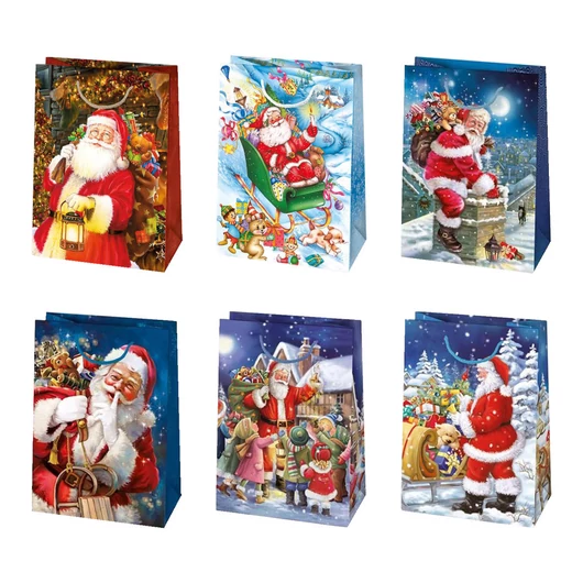 Karácsony Toyland papír ajándéktasak, ajándékzacskó 23x32x11 cm