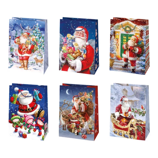 Karácsony Gift Giving papír ajándéktasak, ajándékzacskó 23x32x11 cm