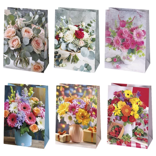 Virág Bouquet papír ajándéktasak, ajándékzacskó 23x32x11 cm