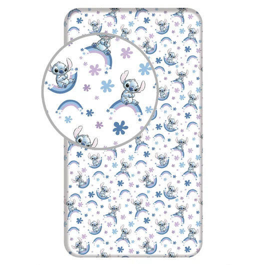 Disney Lilo és Stitch, A csillagkutya Rainbow gumis lepedő 90x200 cm