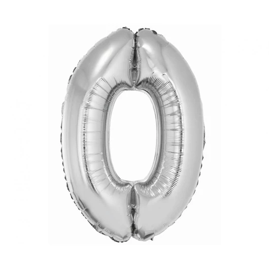 Ezüst 0-ás Silver szám fólia lufi 76 cm