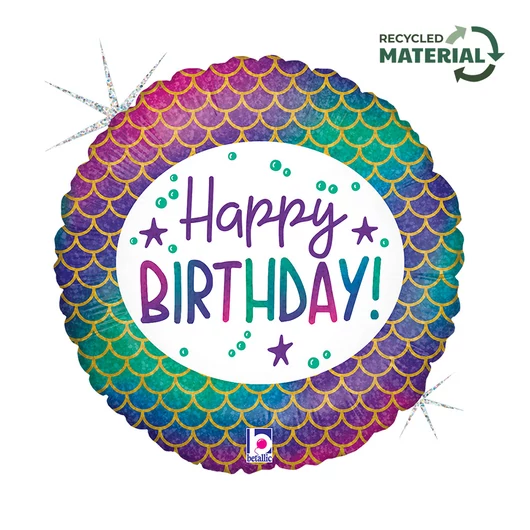 Happy Birthday Glitter Mermaid fólia lufi 46 cm
