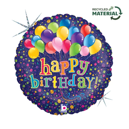 Happy Birthday Bunch Of Balloons Holo fólia lufi 46 cm