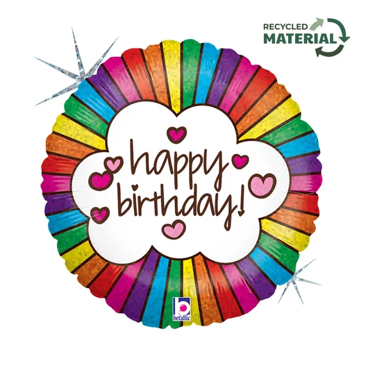Happy Birthday Retro Holo fólia lufi 46 cm