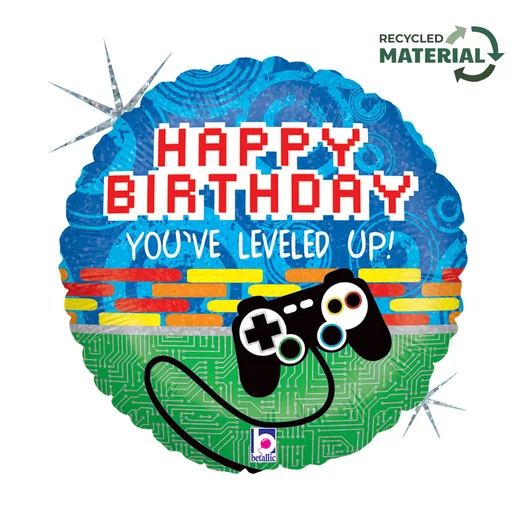 Happy Birthday Controller Holo fólia lufi 46 cm