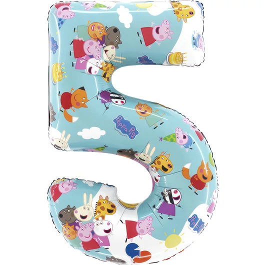 Peppa malac Blue 5-ös szám fólia lufi 66 cm