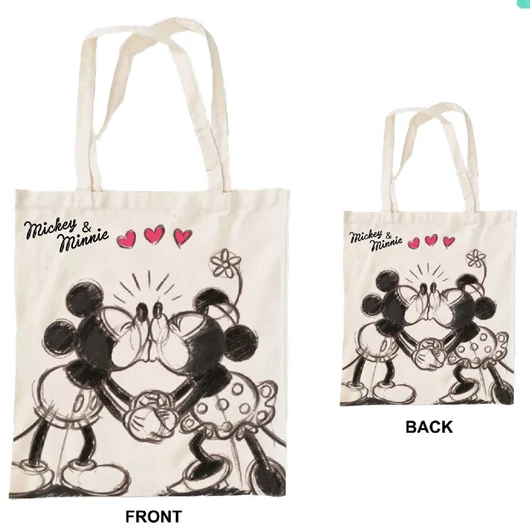 Disney Minnie Mickey Kiss vászontáska, bevásárlótáska 44 cm