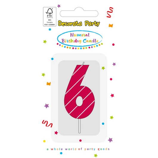 Színes Pink Pattern 6-os tortagyertya, számgyertya