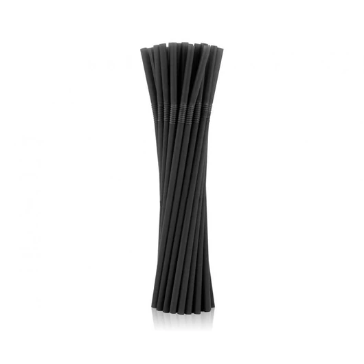 Fekete Black műanyag szívószál 50 db-os
