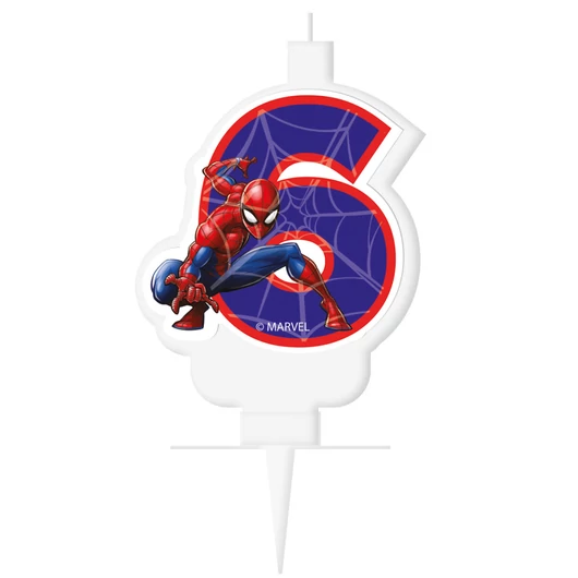 Pókember Marvel 6-os tortagyertya, számgyertya