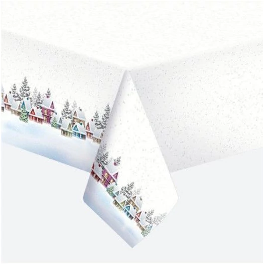 Karácsonyi Snowy Village papír asztalterítő 120x180 cm