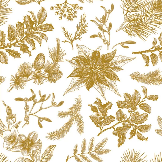 Karácsonyi Botanical Gold szalvéta 20 db-os 33x33 cm