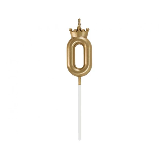 Arany Champagne Crown 0-ás számgyertya, tortagyertya 6 cm