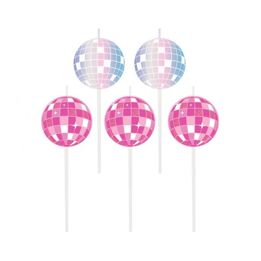 Disco gömbök Party tortagyertya, gyertya szett 5 db-os