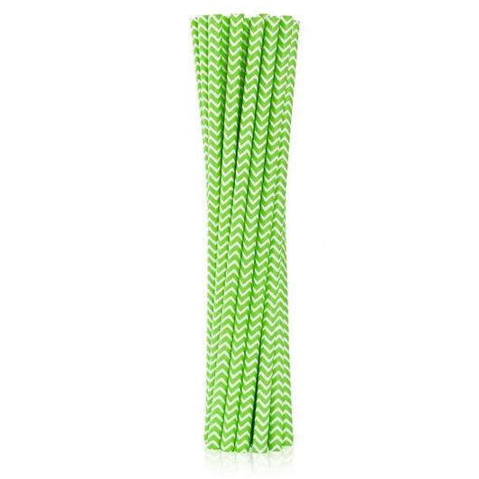 Zöld Lime Green Chevron papír szívószál 12 db-os