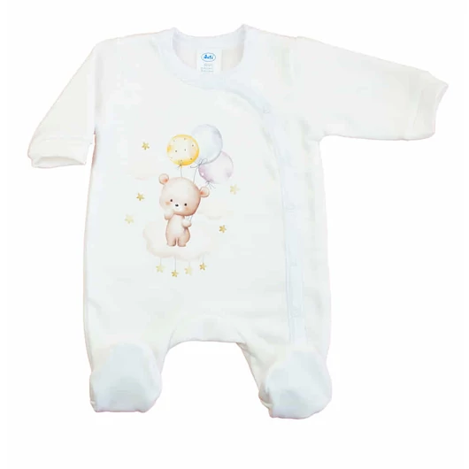 Belül bolyhos elöl patentos hosszú ujjú baba rugdalózó macis mintával