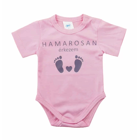 Hamarosan érkezem újszülött baba body, babaváró ajándék