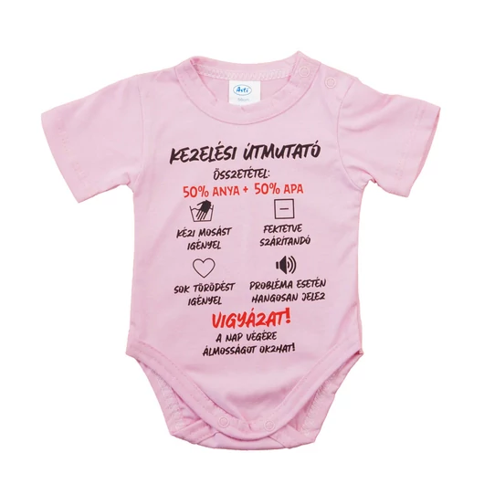 Feliratos rövid ujjú baba body