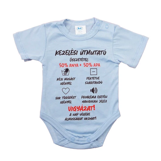Feliratos rövid ujjú baba body