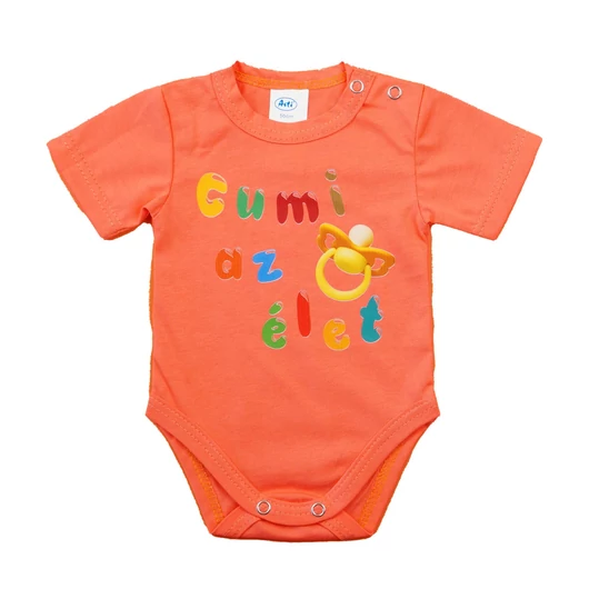 Feliratos rövid ujjú baba body