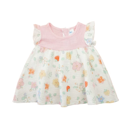 Szamóca ruha Virágos géz 062