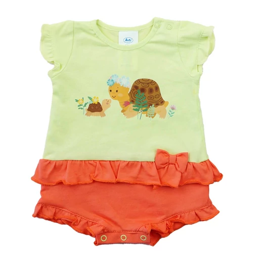 Rövid ujjú kislány baba napozó-teknős mintával