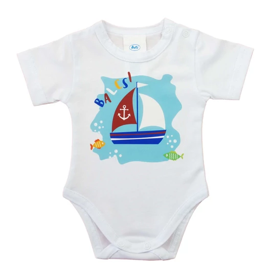 Rövid ujjú baba body Balaton mintával