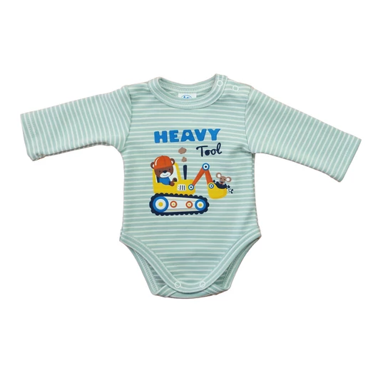 Hosszú ujjú baba body - Munkagép mintával