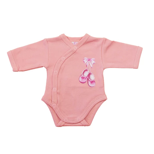 Elöl patentos hosszú ujjú baba body – Kis cipő mintával