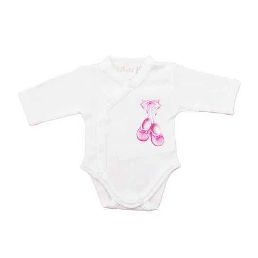 Elöl patentos hosszú ujjú baba body – Kis cipő mintával