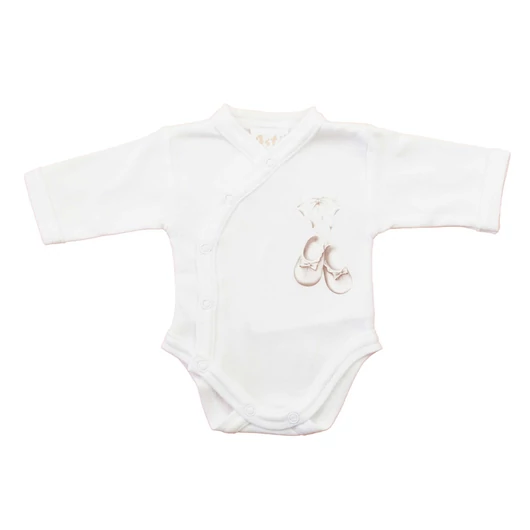 Elöl patentos hosszú ujjú baba body – Kis cipő mintával
