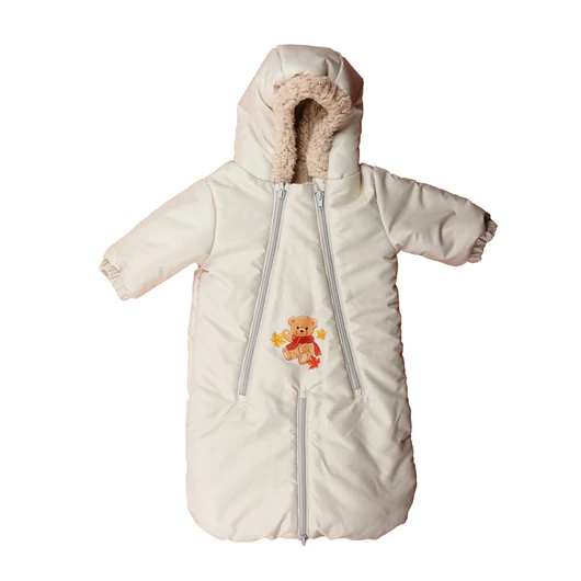 Bébi téli vízlepergetős bundazsák, overál - Maci mintával
