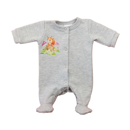 Hosszú ujjú elöl patentos rugdalózó, belül bolyhos – Állatos mintával