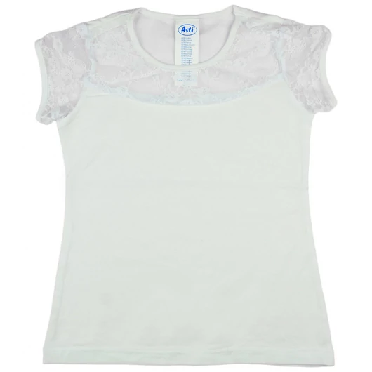 Alkalmi rövid ujjú csipkés díszítésű lányka felső