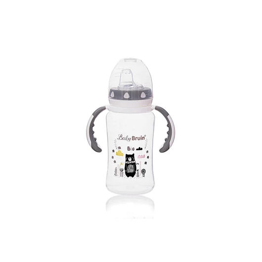 BABYBRUIN széles nyakú PP cumisü tanulópohár 300ml szürke