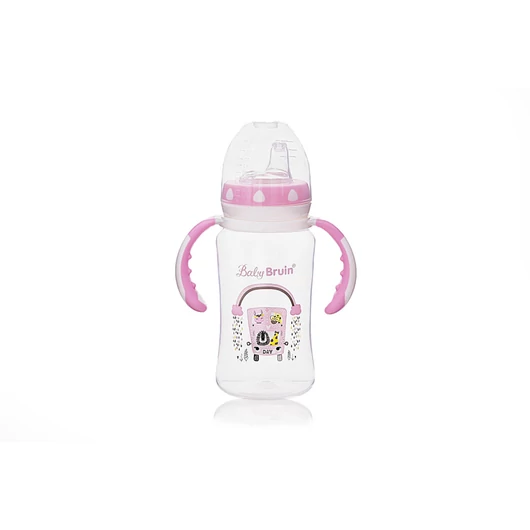 BABYBRUIN széles nyakú PP cumisü tanulópohár 300ml rózsa
