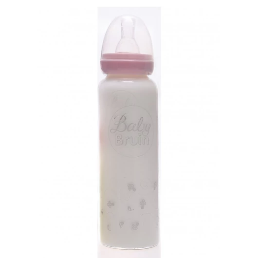 55042726 BabyBruin® hőálló üveg cumisüveg 240ml szilikon etetőcumival, cseppmentes kupakkal