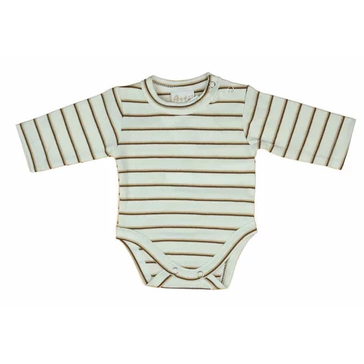 Csíkos vállonpatentos baba body