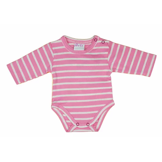 Csíkos vállonpatentos baba body