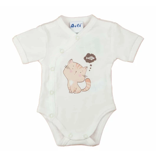 Biopamut elöl patentos rövid ujjú baba kombidresz