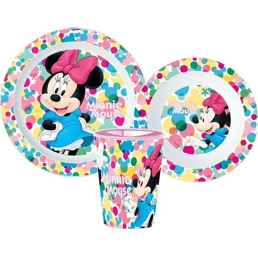 Disney Minnie Feel Good étkészlet, micro műanyag szett, pohárral 260 ml