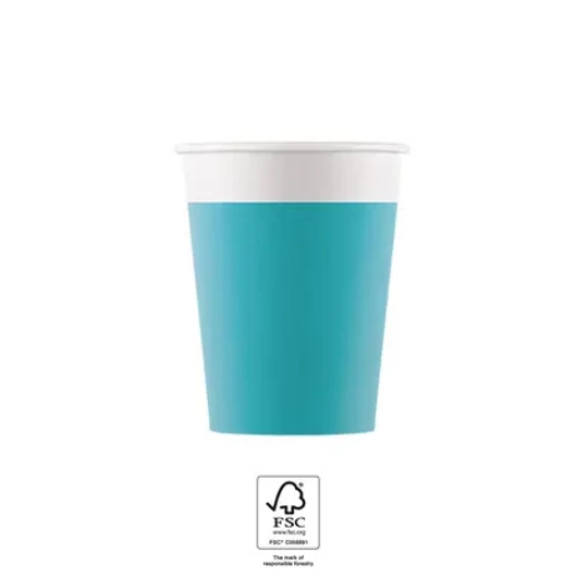 Unicolour Tirquoise, Kék papír pohár 8 db-os 200 ml FSC
